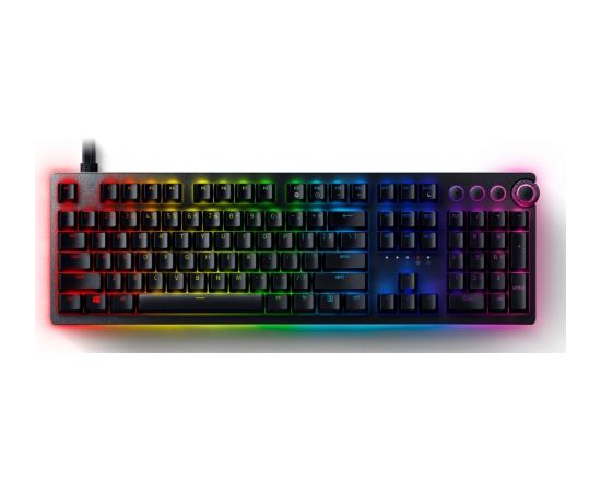 Razer Huntsman V2 Optical Gaming Keyboard RGB LED light, QWERTY US International, Wired, Black, Clicky Purple Switch, Numeric keypad