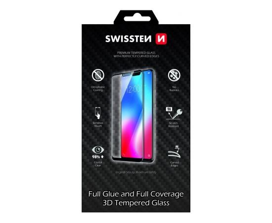 Swissten Ultra Durable Full Face Tempered Glass Aizsargstikls Apple iPhone 13 Pro Max Melns