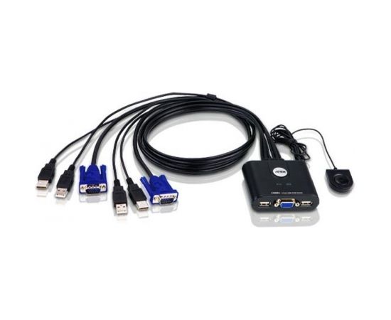 Aten 2-Port USB VGA Cable KVM Switch with Remote Port Selector