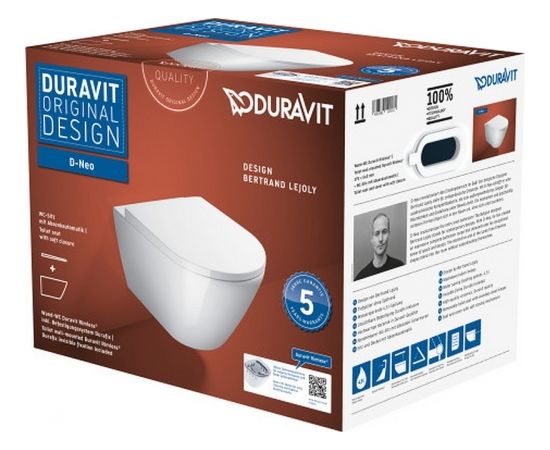 Duravit D-Neo Rimless sienas WC poda komplekts, balts