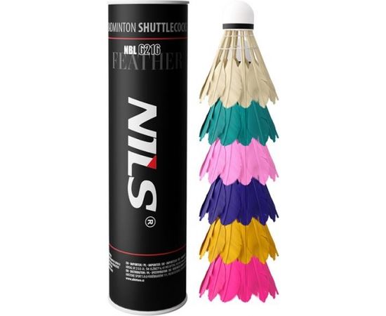 NBL6216 Badmintona Volāni DAUDZKRĀSU 6 GAB. NILS Badmintona piederumi