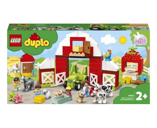 LEGO DUPLO Šķūnis, traktors un lauku sētas dzīvnieku aprūpe, no 2+ gadiem (10952)