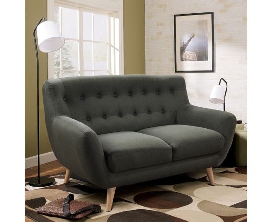 Dīvāns RIHANNA divvietīgs 140x84xH87cm, pārklājuma materiāls: audums, krāsa: pelēka