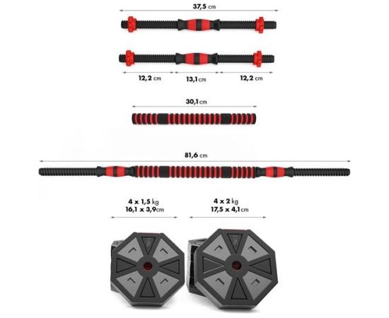 Hanteļu un stieņa komplekts SGC15 15 KG HMS