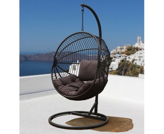 Hanging chair FOLDY 103x105xH198cm, brown / grey