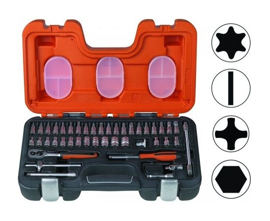 Bahco Sockets and bits set 4-13mm 46 pcs 1/4"