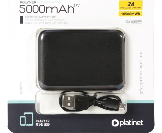 Platinet power bank 5000mAh Polymer, black (44815)