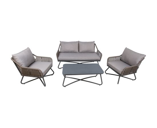 Комплект садовой мебели ANDROS стол, диван и 2 кресла, серый / серо-коричневый