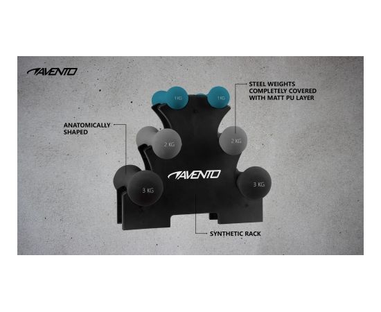 Dumbbell set AVENTO 42DH 2x1kg, 2x2kg, 2x3kg