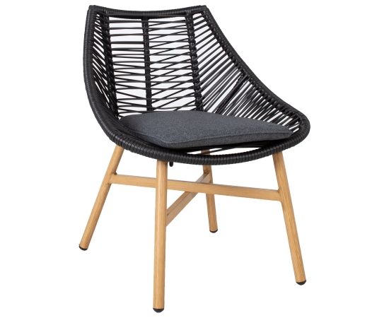 Садовый стул HELSINKI 64x65xH84см, рама: алюминий с плетеной черной веревкой