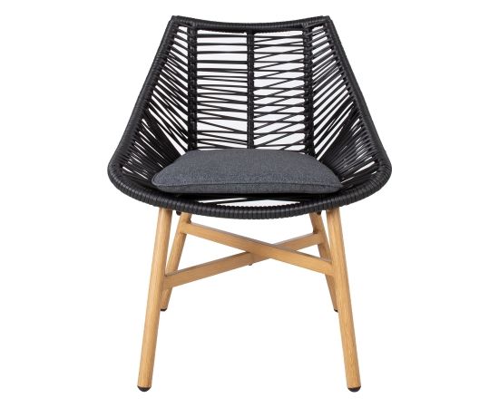 Dārza krēsls HELSINKI 64x65xH84cm, alumīnija rāmis ar austu melnu virvi