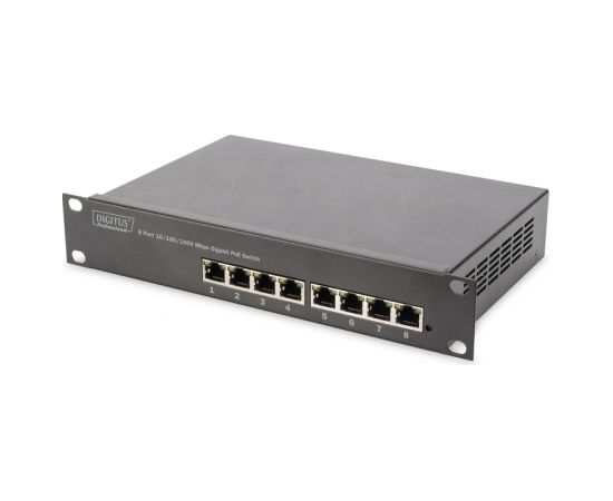 Digitus 8-port Gigabit Ethernet PoE switch DN-95317 10/100/1000 Mbps (RJ-45), Unmanaged, Rack mountable, Power supply type Internal, Ethernet LAN (RJ-45) ports 8