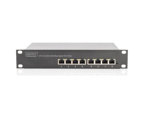 Digitus 8-port Gigabit Ethernet PoE switch DN-95317 10/100/1000 Mbps (RJ-45), Unmanaged, Rack mountable, Power supply type Internal, Ethernet LAN (RJ-45) ports 8