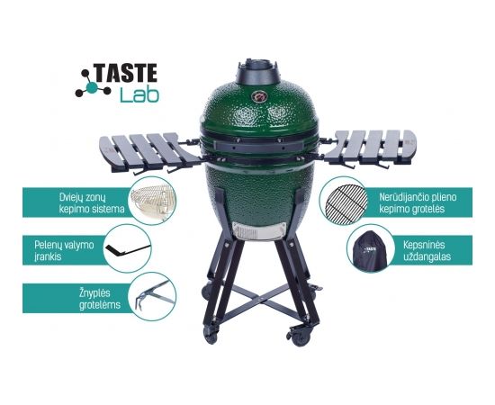 Ceramic barbecue KAMADO TasteLab 18'' Green with accessories