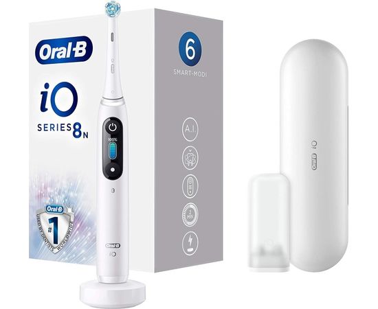 Oral-B Electric toothbrush iO Series 8N Rechargeable, For adults, Number of brush heads included 1, Number of teeth brushing modes 6, White Alabaster