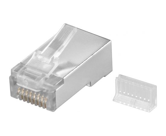 Goobay 68079 RJ45 plug, CAT 5e STP shielded, transparent