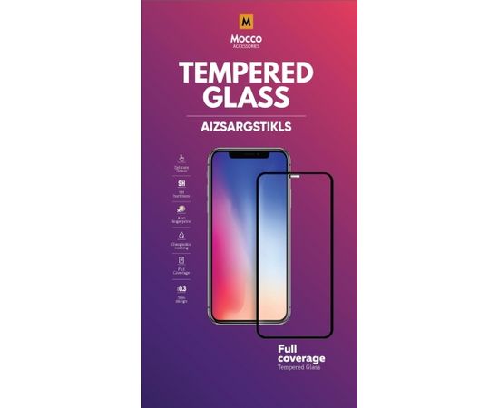 Mocco Full Face / Full Glue Tempered Glass Aizsargstikls Pilnam Ekrānam Motorola Moto G9 Play Melns