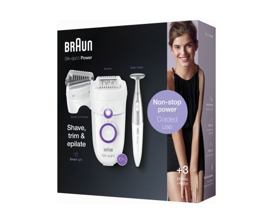 Braun SE5825P Silk-epil White Epilators Epilatori, bikini trimmeri, sieviešu skuvekļi