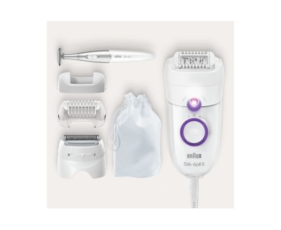 Braun SE5825P Silk-epil White Epilators Epilatori, bikini trimmeri, sieviešu skuvekļi
