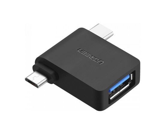 Переходник UGREEN 2в1 OTG USB-A 3.0 на USB-C + micro-USB черный