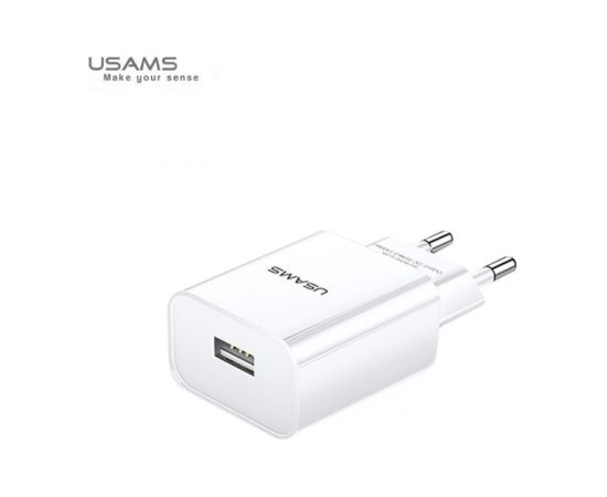 Usams US-T18 Gudrais Viena USB Ligzdas 2.1A Ātrs Tīkla lādētājs Balta