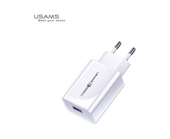 Usams US-CC083 Adaptīvs & Kompakts QuickCharge 3.0 Ātrs 18W Tīkla 3A lādētājs ar Aizsardzību pret pārkaršanu Balta