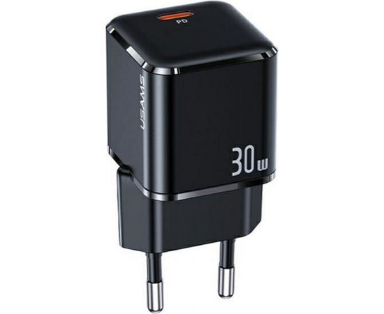 Usams T45 US-CC148 Mini Universāls Ātrs lādētājs 30W 1x USB-C (Type-C) Ligzda PD 3.0 3A 5-20V Melns