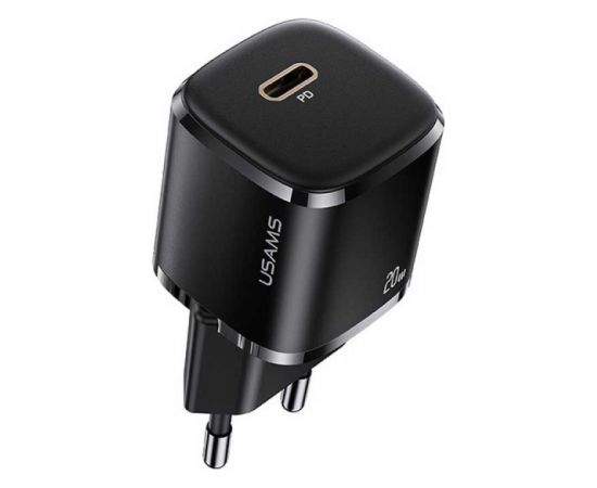 Usams T36 Wall Charger 20W 1x USB-C Plug PD charge + USB-C to Lightning 1m Cable for iPhone 11 12 13 Black