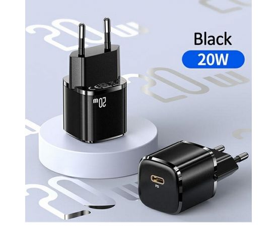 Usams T36 Wall Charger 20W 1x USB-C Plug PD charge + USB-C to Lightning 1m Cable for iPhone 11 12 13 Black