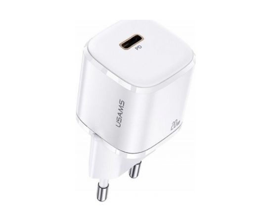 Usams T36 Tīkla lādētājs 20W 1x USB-C ligzdas PD uzlāde + USB-C uz Lightning 1m Vads preikš iPhone 11 12 13 Balta