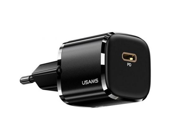 Usams T34 US-CC118 Сетевая зарядка 20W 1x USB-C Plug (Type-C) PD3.0 Быстрая зарядка iPhone 11 12 13 Черный