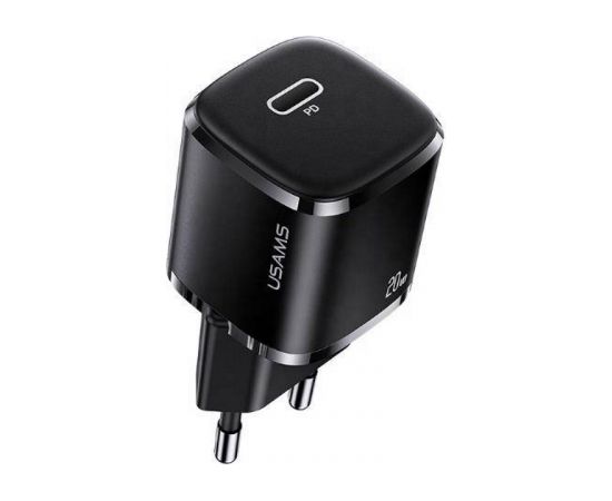 Usams T34 US-CC118 Сетевая зарядка 20W 1x USB-C Plug (Type-C) PD3.0 Быстрая зарядка iPhone 11 12 13 Черный