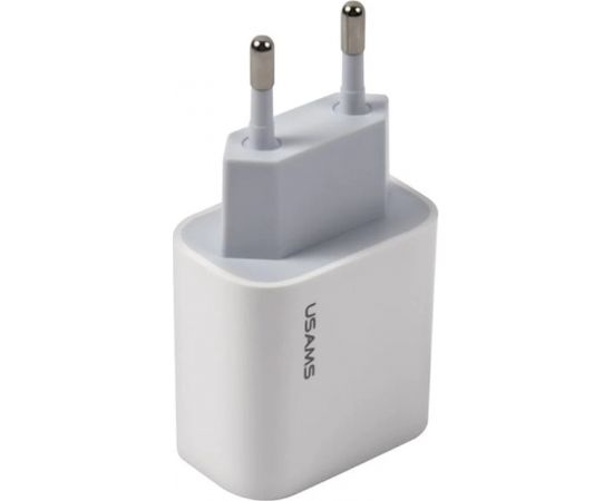 Usams T34 US-CC118 Сетевая зарядка 20W 1x USB-C гнездо (Type-C) PD3.0 Быстрая зарядка iPhone 11 12 13 Белый