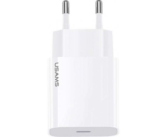 Usams T34 US-CC118 Tīkla lādētājs 20W 1x USB-C Plug (Type-C) PD3.0 Ātrā uzlāde iPhone 11 12 13 Balts