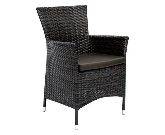 Krēsls WICKER-1 ar spilvenu 61x58xH86cm, tērauda rāmis ar plastikāta pinumu, krāsa: tumši brūns