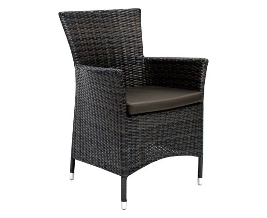 Стул WICKER-1 с подушкой, 61x58x86cм, стальная рама с плетением из пластика, цвет: тёмно-коричневый