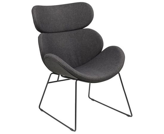 Atpūtas krēsls CAZAR 69x80xH90,5cm, sēdvieta un atzveltne: audums, krāsa: pelēks, rāmis: melns metāls