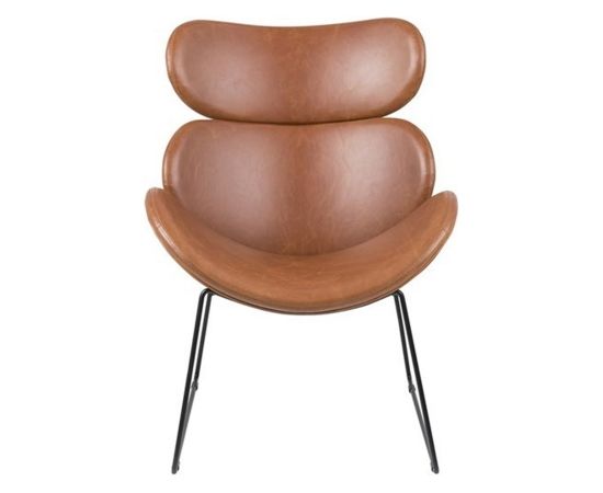 Atpūtas krēsls CAZAR 69x80xH90,5cm, sēdvieta un atzveltne: ādas imitācija, krāsa: brendijs, rāmis: melns metāls Atpūtas krēsls 
