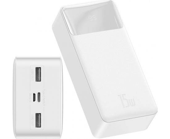 Baseus PPDML-K02 30000mAh Ультра высокой емкостю 15W 3A 2x USB / USB Type C / micro USB  Белый
