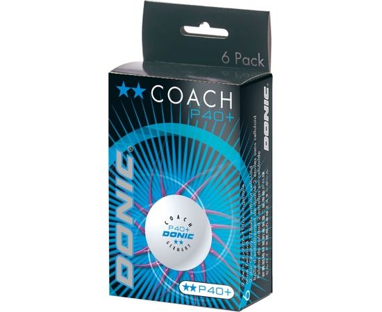 Table tennis ball DONIC P40+  Coach 2 star 6 pcs White