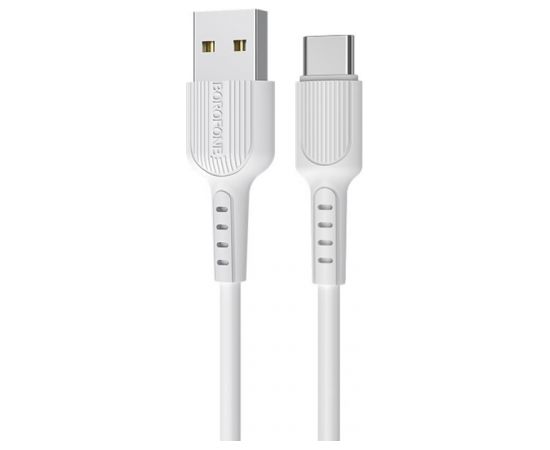 Borofone BX16 Izturīgs un fleksibls Universāls USB-C (Type-C) 2A Datu un uzlādes Kabelis 1m Balts