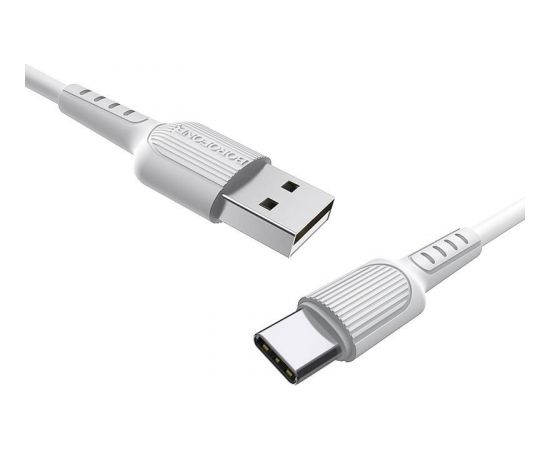 Borofone BX16 Izturīgs un fleksibls Universāls USB-C (Type-C) 2A Datu un uzlādes Kabelis 1m Balts