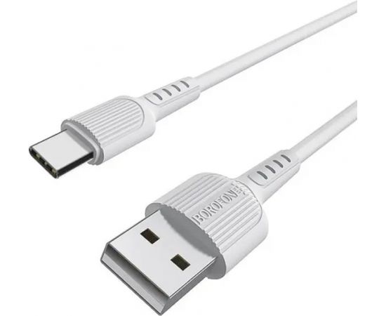 Borofone BX16 Izturīgs un fleksibls Universāls USB-C (Type-C) 2A Datu un uzlādes Kabelis 1m Balts
