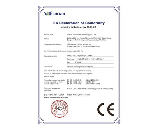 (Ir Veikalā) UNscience SARS-CoV-2 Antigen Rapid Test Kit ņemot paraugu no siekalām 1gab