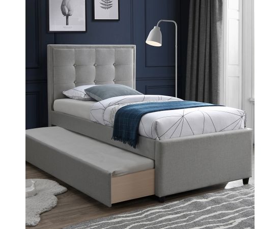 Bed OSWALDO 90x200cm, with mattress HARMONY UNO POCKET, platinum grey