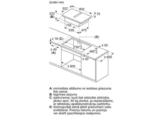 Bosch PVQ811F15E Indukcijas plīts virsma ar integrētu ventilācijas sistēmu 80cm