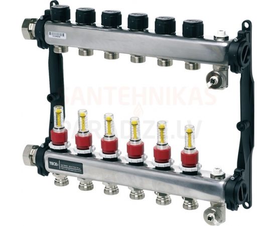 77310012 TECEfloor SQL silto grīdu kolektors ar plūsmas mērītājiem 12 cilpu Silto grīdu sistēmas