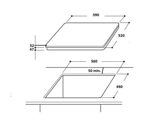 Schlosser CH651 Virsma Indukcija + Keramika 60cm Iebūvējama virsma - Kombinētā