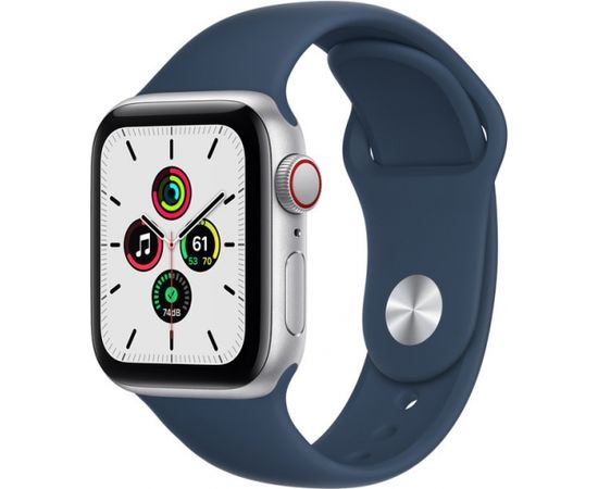 Apple Watch SE GPS + Cellular 40mm Sport Band, silver/abyss blue (MKQV3EL/A)