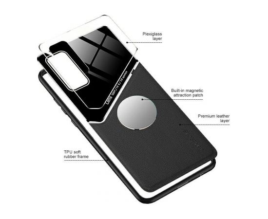 (Ir veikalā) Mocco Lens Leather Back Case Aizmugurējais Ādas Apvalks Priekš Huawei P Smart 2021 Melns